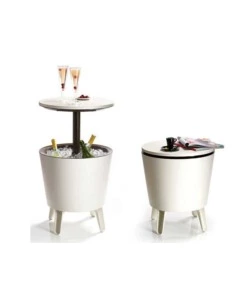 TAVOLINO PORTAGHIACCIO PORTATILE KETER "COOL BAR" BIANCO, 49,5X49,5X84,5 CM